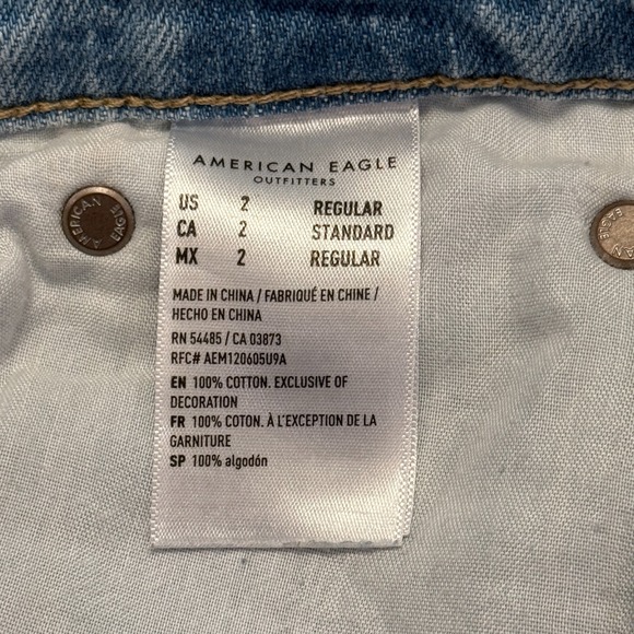 American Eagle Size 2 Highest Rise 90s Flare Jeans Blue Stretch Denim Distressed - Picture 8 of 10